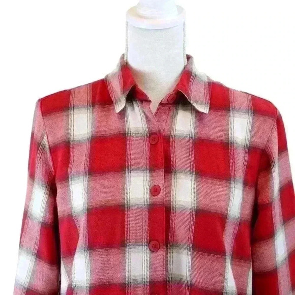 VINTAGE Riders by Lee Red & White Plaid Flannel Fleece Lined Shirt Size Small - Picture 2 of 9